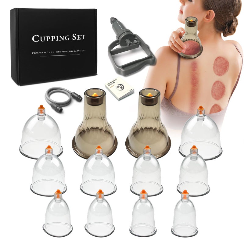 AIKOTOO AIKOTOO Cupping Set Cupping Kit for Massage Therapy w 12 Cupping Therapy Set for Pain Relief Physical Therapy Body Vacuum Massage Cups with Pump