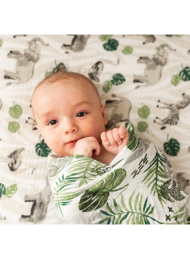 Bebe au Lait Bebe au Lait Jungle Rainforest Muslin Swaddle Blanket, Green, One Size (SWBMJG) - Image 2