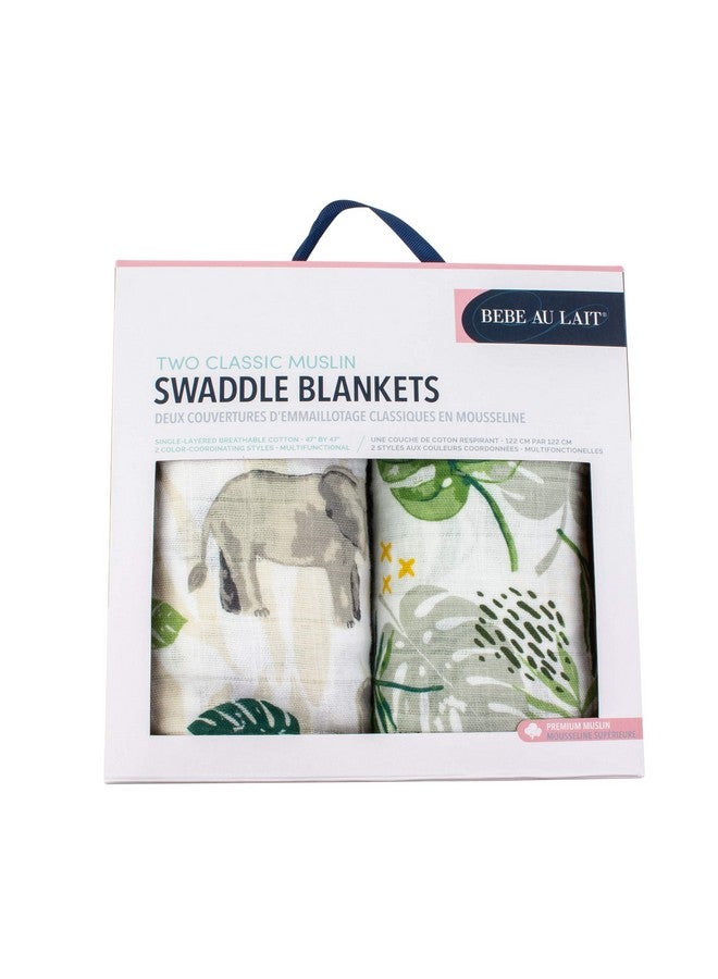Bebe au Lait Bebe au Lait Jungle Rainforest Muslin Swaddle Blanket, Green, One Size (SWBMJG) - Image 5