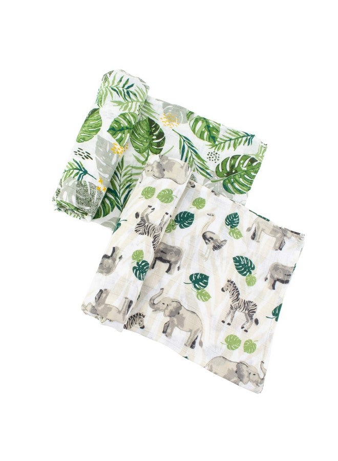 Bebe au Lait Bebe au Lait Jungle Rainforest Muslin Swaddle Blanket, Green, One Size (SWBMJG) - Image 1