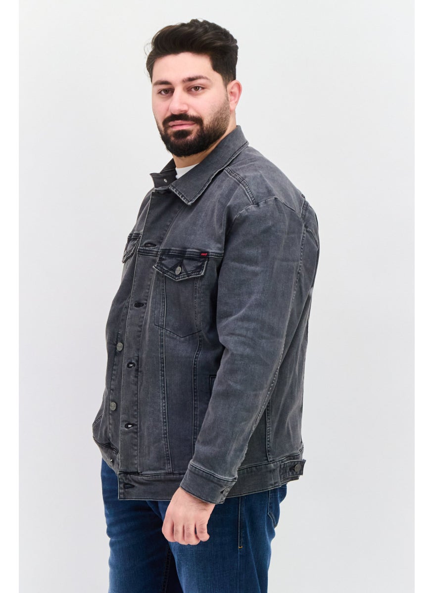 Wrangler - Men Washed Denim Jacket, Black - Image 1