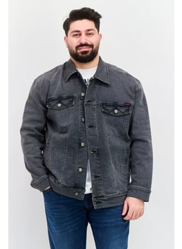 Men Washed Denim Jacket, Black
