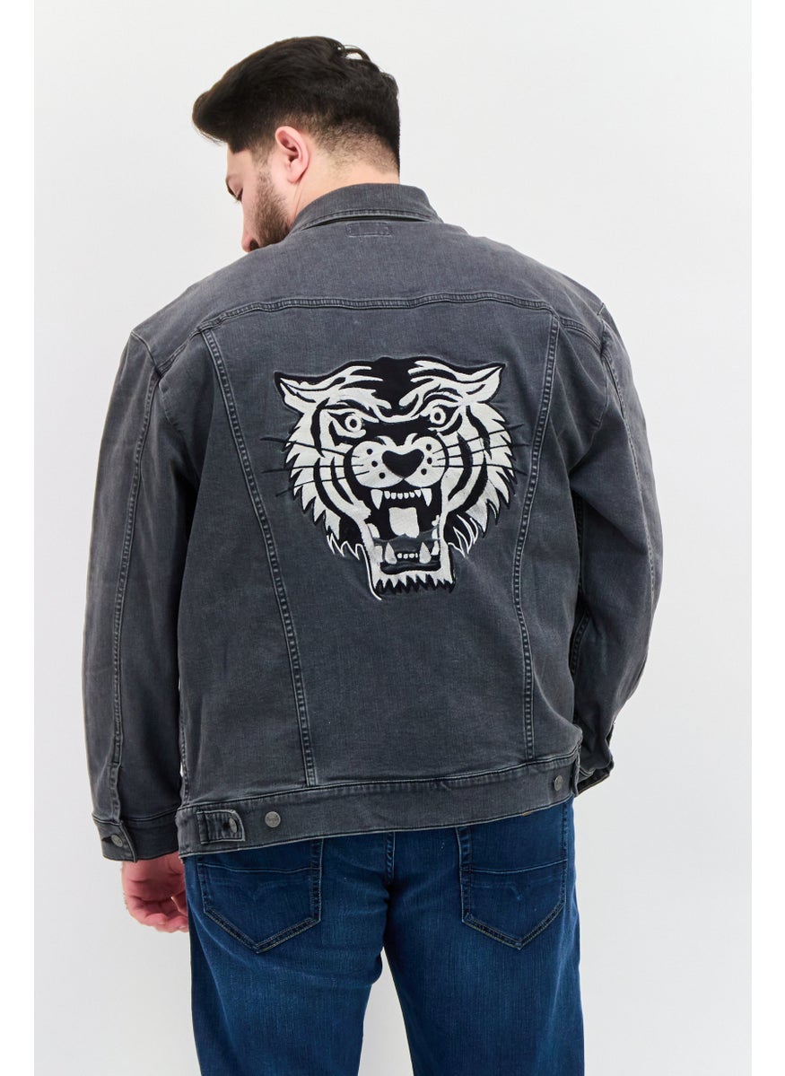 Wrangler - Men Washed Denim Jacket, Black - Image 1