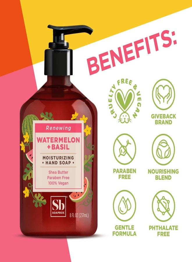 Soapbox Hand Soap Watermelon + Basil Hand Soap for Bathroom & Kitchen with Pump Dispenser, (6 Pack, 8 oz Each) - Image 2