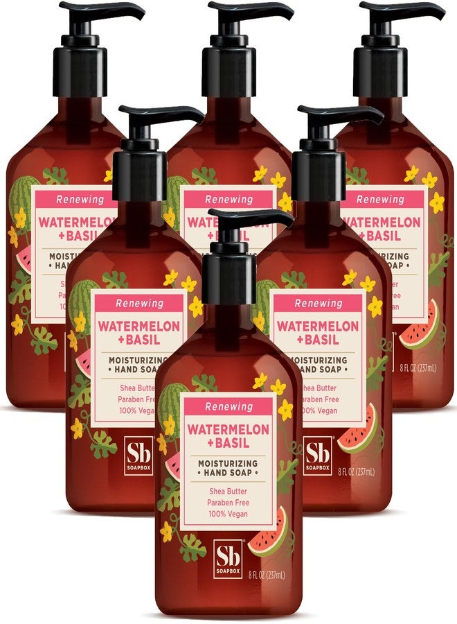 Soapbox Hand Soap Watermelon + Basil Hand Soap for Bathroom & Kitchen with Pump Dispenser, (6 Pack, 8 oz Each) - Image 1