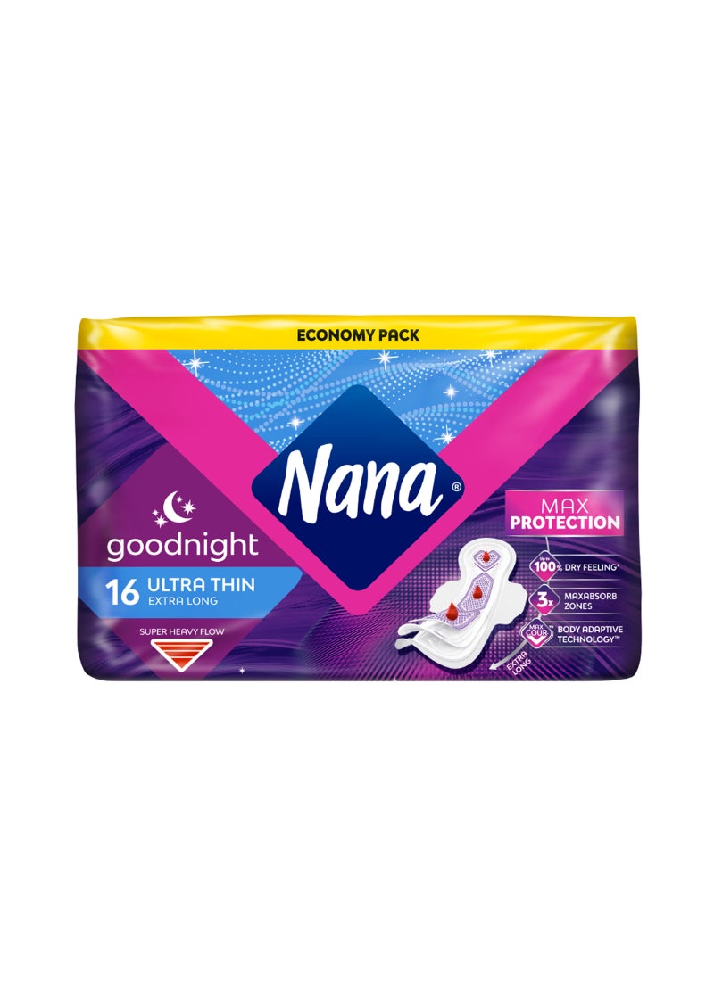 Nana فوط صحية ليلية رفيعة جداً وطويلة جداً مع أجنحة - Image 1