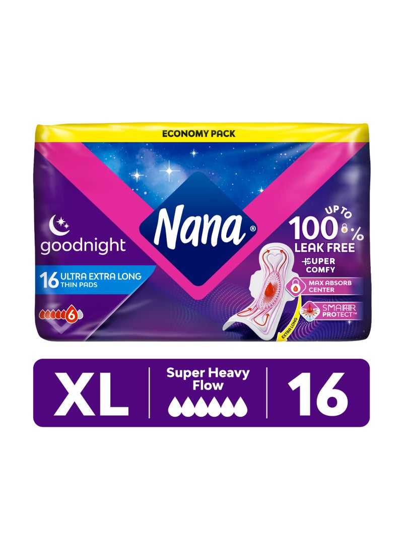 Nana فوط صحية ليلية رفيعة جداً وطويلة جداً مع أجنحة - Image 1