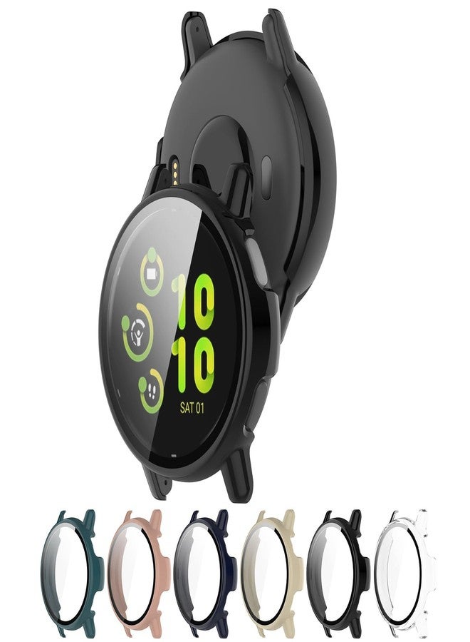 AWADUO Smartwatch Full Coverage PC Protective Case Cover with Tempered Glass Screen Protector Compatible with Garmin Vivoactive 5, Soft and Durable(Black) - Image 1