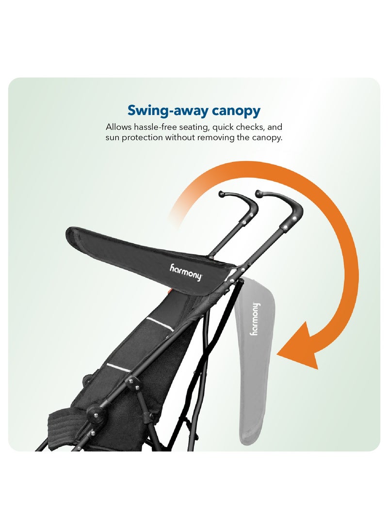 Harmony Versa Umbrella Fold Luxury Stroller | Lightweight & Stylish | 3-Point Harness | Adjustable Recline | Suspension Wheels | Luxury Finish - Image 4