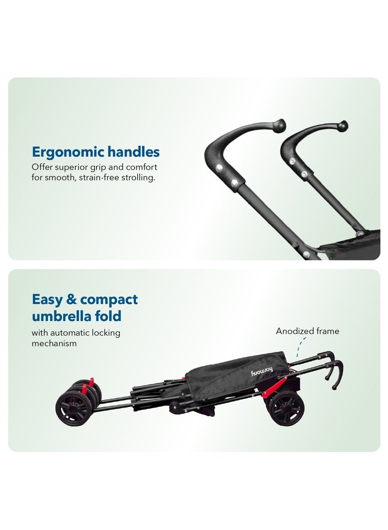 Harmony Versa Umbrella Fold Luxury Stroller | Lightweight & Stylish | 3-Point Harness | Adjustable Recline | Suspension Wheels | Luxury Finish - Image 5