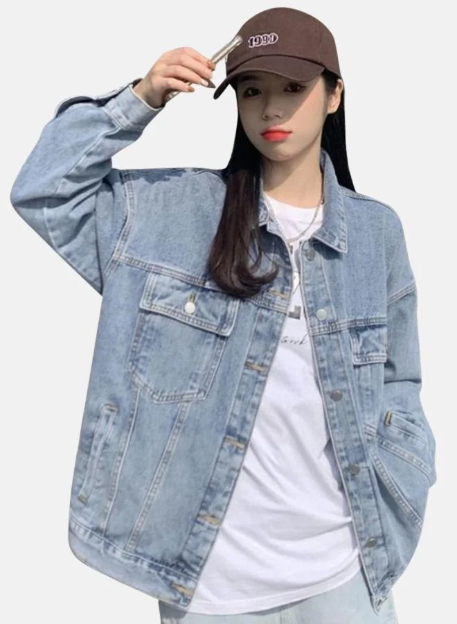 YUNIQEE Blue Cotton Long Sleeves Jackets
