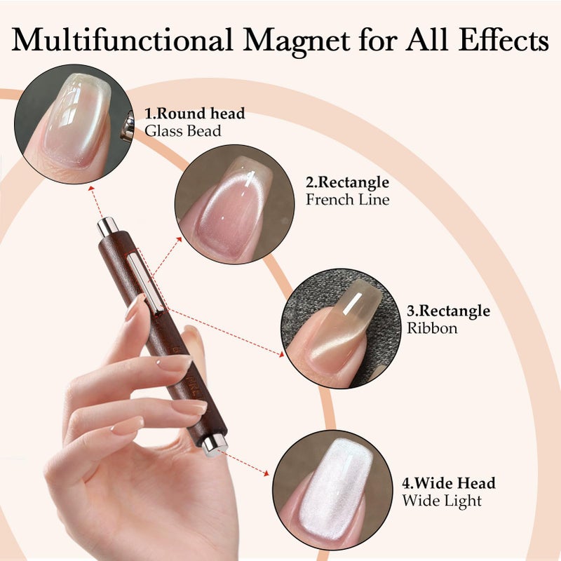 BORN PRETTY 3 in 1 Nail Magnet, Multifunctional Cat Magnetic Eye Nail Polish Magnet Pen, 3D Magnetic Nail Polish Stick for Home DIY, Salon, Studio Nail Art Design Tools - Image 2
