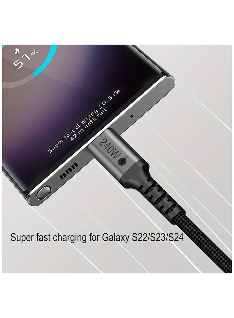 OMAKSS USB C Cable 1M Braided 240W (48V 5A) Power Delivery PD 3.1 Fast charge USB C to Type Cable for iPhone 15/16 pro max, MacBook Pro/Air, iPad Pro 2022/Dell XPS/Galaxy S25/24/23 Ultra/Huawei P70 - Image 3