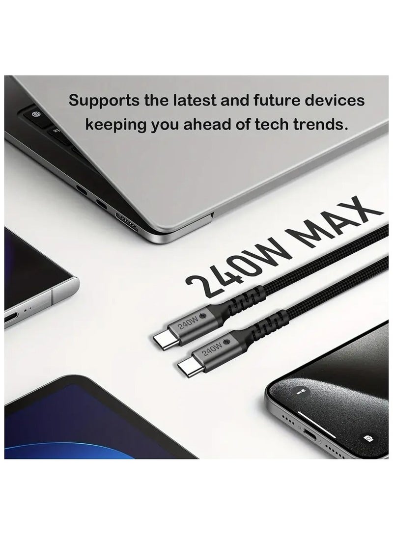 OMAKSS USB C Cable 1M Braided 240W (48V 5A) Power Delivery PD 3.1 Fast charge USB C to Type Cable for iPhone 15/16 pro max, MacBook Pro/Air, iPad Pro 2022/Dell XPS/Galaxy S25/24/23 Ultra/Huawei P70 - Image 4