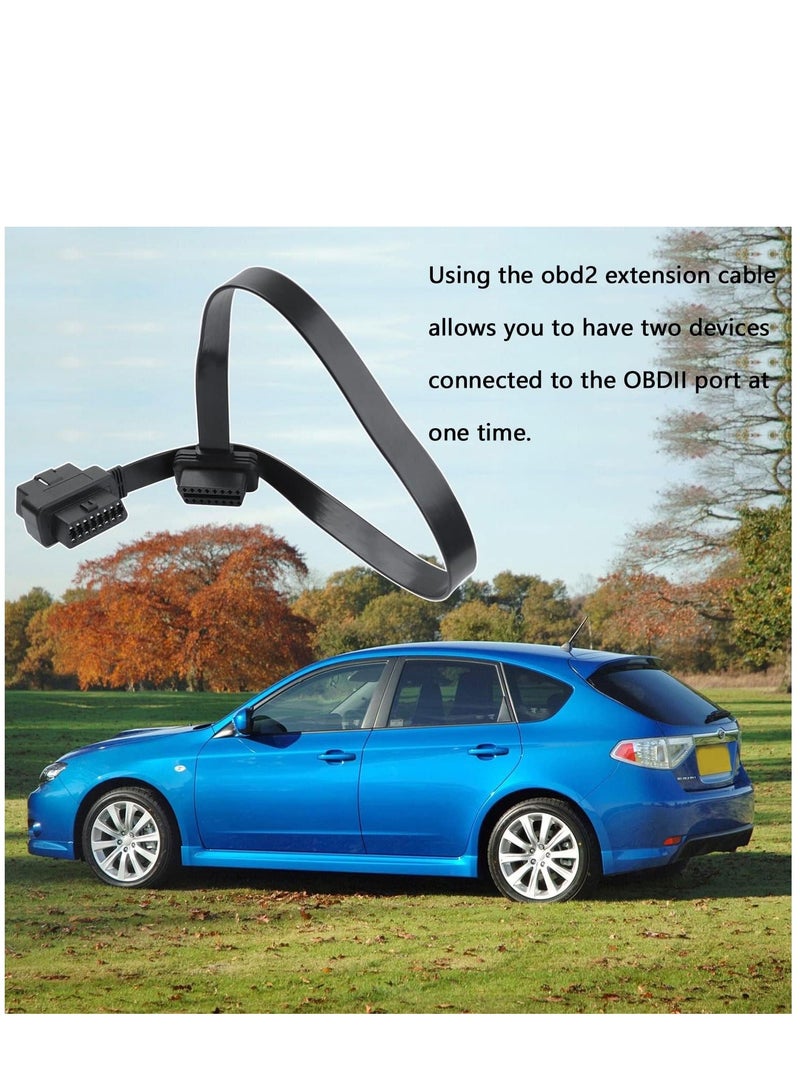 Generic OBD2 Extension Cable, OBDII Extend Cable Adapter, Full 16Pin Male to 2PCs Female for Car OBD Diagnostic Extender Cord Connector Reinforced PVC Material (60CM/23.6Inch) 