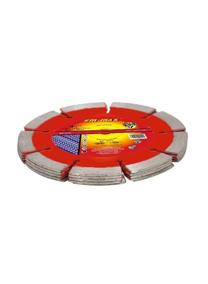 EM-MAX 115mm Turbo Wall Cutting Disc - High precision with galvanized blade for cutting and grinding granite, marble, tiles, and natural stones - Image 1