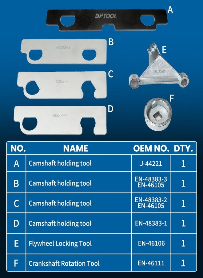 DPTOOL Camshaft Retaining Aligning Timing Kit Compatible with GMC Opel Saab Cadillac Buick Chevrolet 2.8 2.9 3.0 3.2 3.5 3.6 3.7 4.2 Engine EN-48383 EN-46105 EN-46106 EN-46111 J-44221 - Image 2