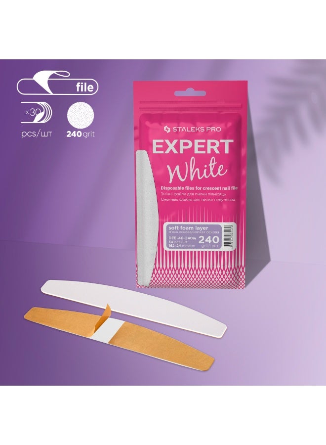 STALEKS PRO Disposable White Files for Crescent Nail File on a Soft Foam Layer Expert 40 240 Grit - Image 3