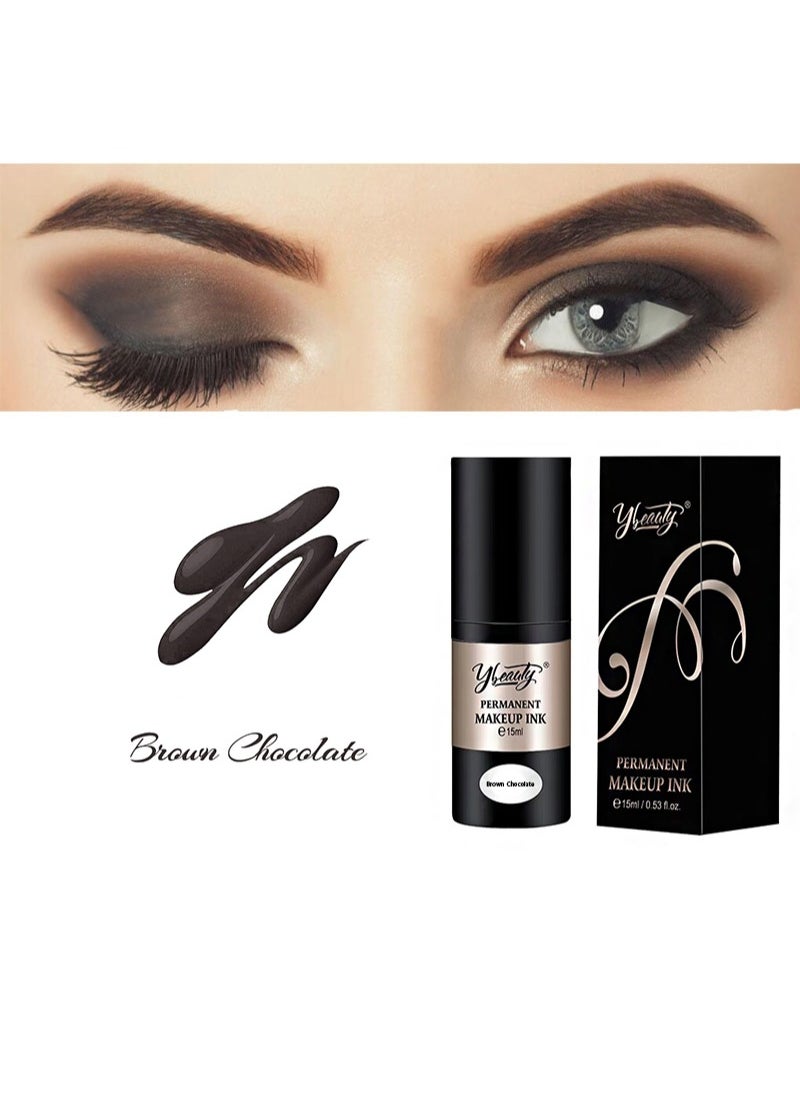 واي بيوتي صبغة تجميل دائمة جديدة من Microblading 15 مللي / 0.5 FL.OZ حبر الوشم الاحترافي نبات طبيعي قلم تحديد الحواجب الدائم صبغة الشفاه (شوكولاتة بنية)  - Image 1