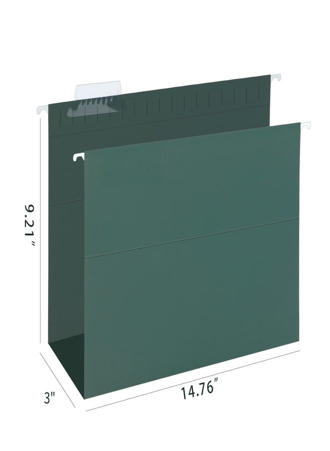 HERKKA Extra Capacity Hanging File Folders, 30 Pack Reinforced Legal Size Hanging Folders with Heavy Duty 3 Inch Expansion, Designed for Bulky Files, Medical Charts, Green - Image 2