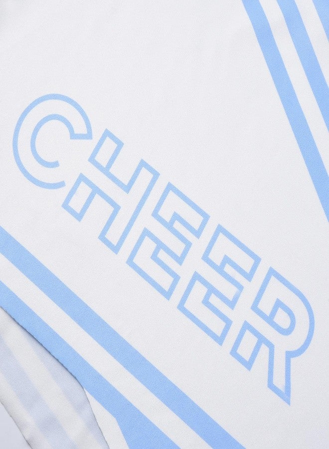 JerrisApparel Cheerleader Costume for Girls Cheer Uniform Dress Up Outfit With Pompoms (Blue, 11-12) - Image 5