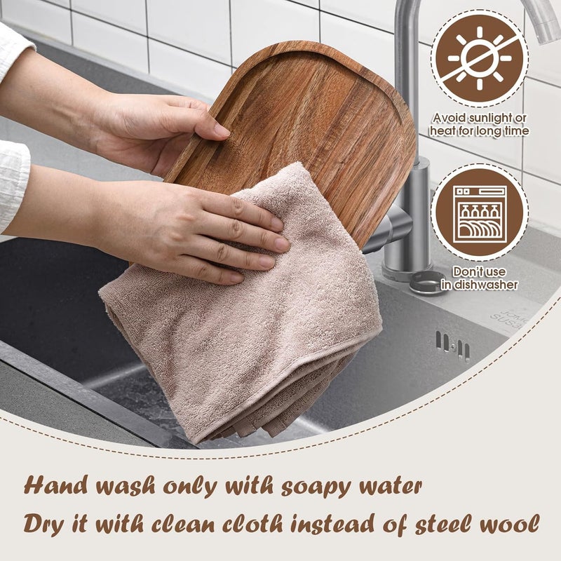 Rtteri طقم Rtteri من 6 أطباق تقديم مصنوعة من خشب الأكاسيا أطباق خشبية صينية تقديم خشب صلبة لوح تشاركوتيري للمطبخ عشاء طعام جبن مقبلات حلوى وجبة خفيفة شواء نزهة حفلة هدية تدفئة منزلية 6 أشكال - Image 5