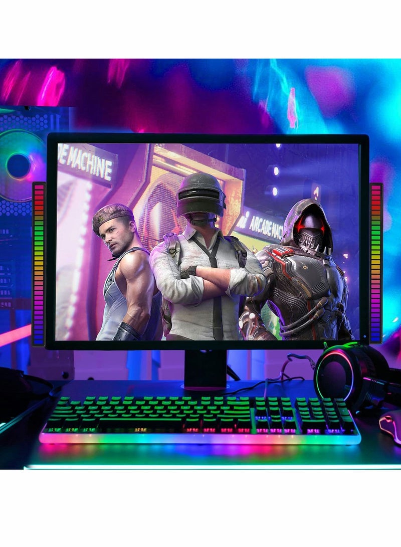 ضوء التحكم في الصوت RGB، 2 قطعة ضوء إيقاع مستشعر صوت قابل لإعادة الشحن، ضوء محيطي LED ملون إبداعي، 32 بت لالتقاط الموسيقى للسيارة واللابتوب والحفلات والألعاب الخارجية - Image 5