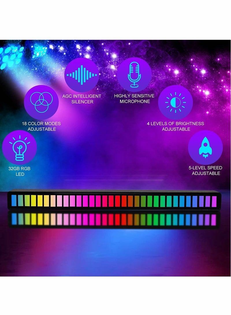 ضوء التحكم في الصوت RGB، 2 قطعة ضوء إيقاع مستشعر صوت قابل لإعادة الشحن، ضوء محيطي LED ملون إبداعي، 32 بت لالتقاط الموسيقى للسيارة واللابتوب والحفلات والألعاب الخارجية - Image 3