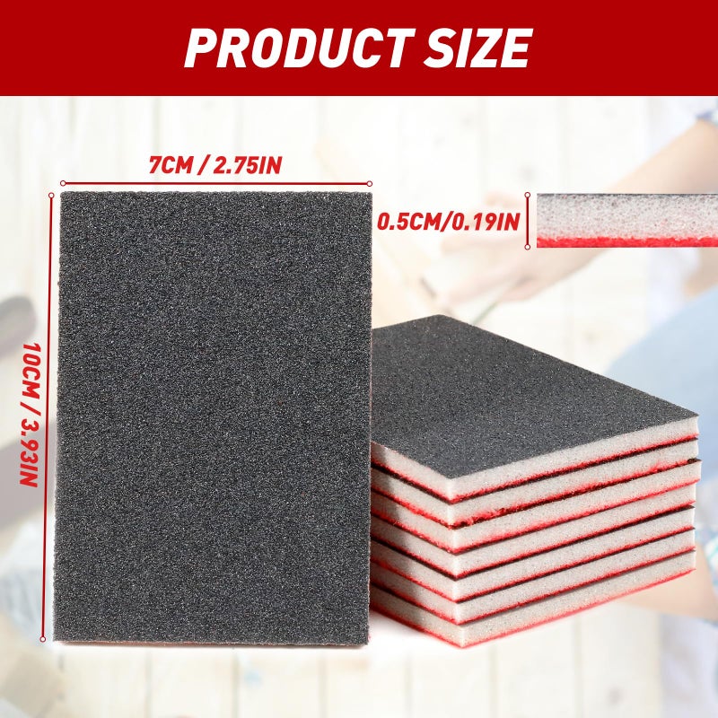 Pukamam 24 Pcs Sanding Sponge 500-600 Grit, Washable & Reusable Sanding Blocks for Wood, Metal, Drywall, Glazing, Wet Dry Sandpaper for Smooth Finishing - Image 2