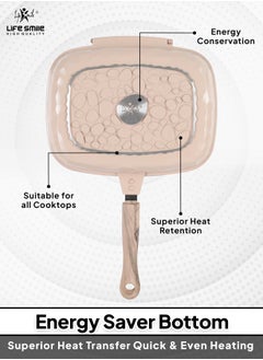 Life Smile 32CM Smart Double Grill Pan - Stone Design - 100% PFOA FREE - Flipping Grill Frying Pan | Multiple Hob Compatibility  - Image 2