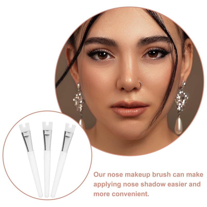 3pcs Nose Contour Highlighting Brushes U-shaped Nose Shadow Makeup Tools for Women Portable Contouring Face Brush for Beginners and Travel - Image 3