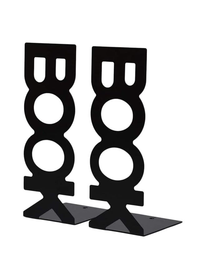 Generic Bookend Frame, Retro Organized Creative Lightweight Frame Creative Bookends Frame Organized for School Library Home 2pcs Black - Image 5