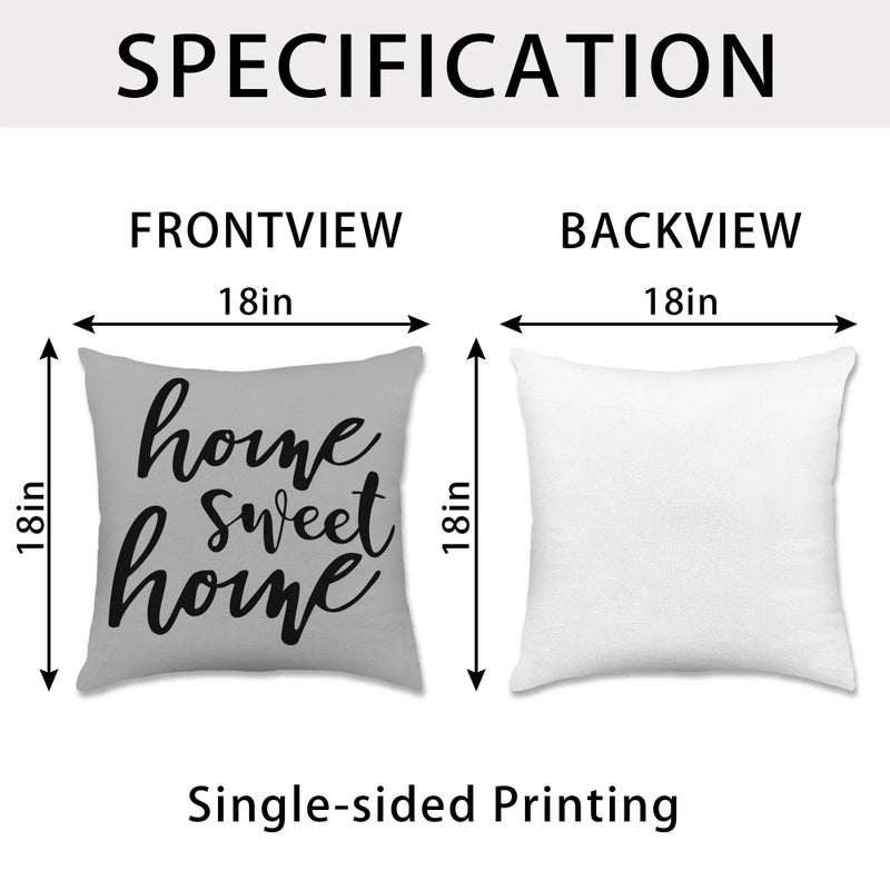 Hexagram Grey Geometric Pillow Covers 18x18 Set of 4, Decorative Outdoor Modern Boho Throw Pillow Covers, Home Sweet Home Farmhouse Cushion Case for Couch Sofa Indoor Bedroom Decor(No Insert) - Image 3