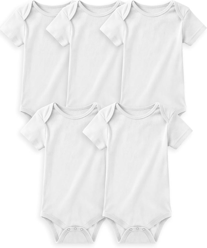 Yoofoss Baby Bodysuits 100% Organic Cotton Baby Short Sleeve Baby Boys Girls Clothes Soft Newborn Infant Romper,5 Pack - Image 1