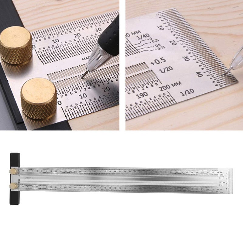 400mm Stainless Steel T Type Hole Ruler Woodworking Marking Measuring Tool - Image 4