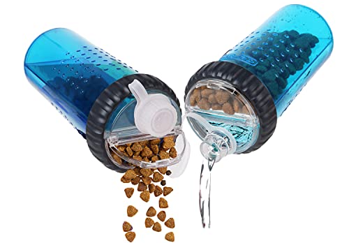 Dexas Popware for Pets Snack Duo Dual Chambered Hydration Bottle and Snack Container with Collapsible Pet Cup, Blue - Image 5