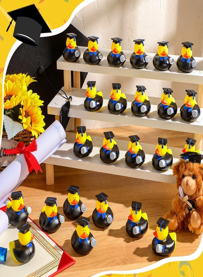 Sratte 24 Pack 2" Graduation Ducks Class of 2025 Diploma Grad Bulk Rubber Ducks for Cruise Student Adults Graduates Gift Prize Graduation Party Decorations School College(Black, Blue) - Image 5