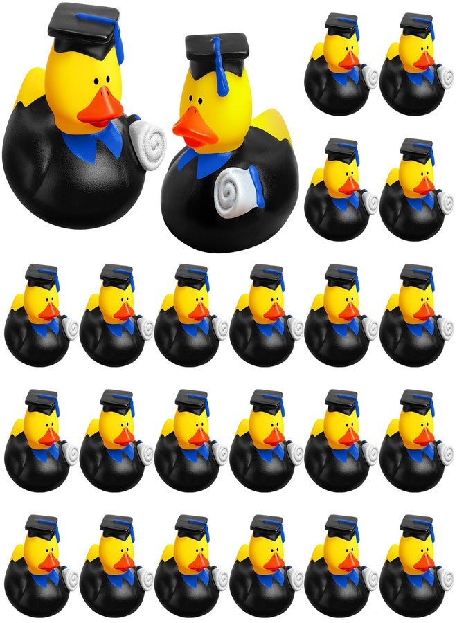 Sratte 24 Pack 2" Graduation Ducks Class of 2025 Diploma Grad Bulk Rubber Ducks for Cruise Student Adults Graduates Gift Prize Graduation Party Decorations School College(Black, Blue) - Image 1