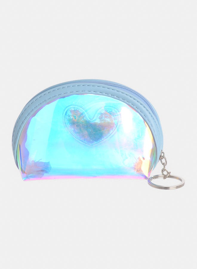 Akher el Ankoud Oval mini wallet with blue heart pattern key chain - Image 2