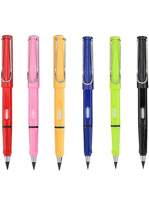 BOUILLIM 6pcs Inkless Pencils Eternal, Everlasting Pencil Replaceable Head, Inkless Pen, Technology Unlimited Writing Eternal Pencil No Ink, with Replaceable Graphite Nib Pencil