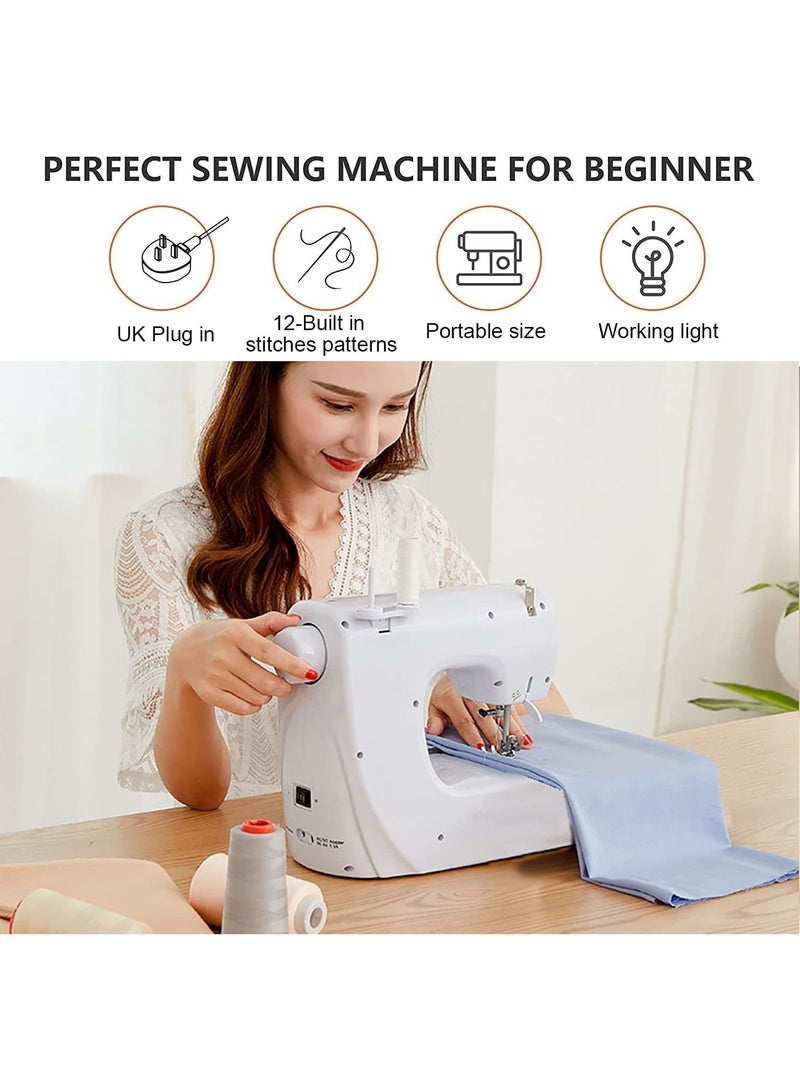 Sewing Machine Portable Mini Sewing Machine Electric Household Mending Machine 12 Built-in Stitch Pattern Computerized Sewing Kit for Beginner Fabric Children Cloth Family DIY Craft Tailor Embroidery  - Image 3