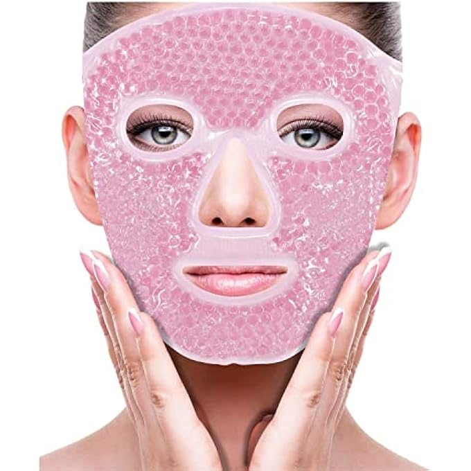 THMINS Cold Face Eye Mask Ice Pack Reduce Face Puff,Dark Circles,Gel Beads Hot Heat Cold Compress Pack,Face SPA for Woman Sleeping, Pressure, Headaches, Skin Care - Image 1