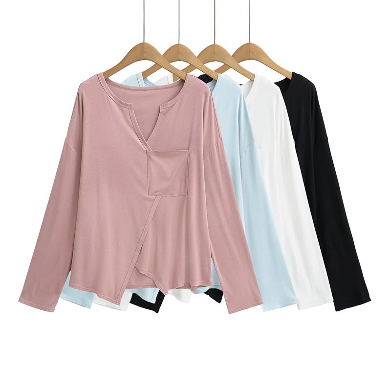 Spice Girls Irregular Pocket Loose Dancing Wear Long Sleeve T-Shirt Design Sense Body Training Top - Image 2