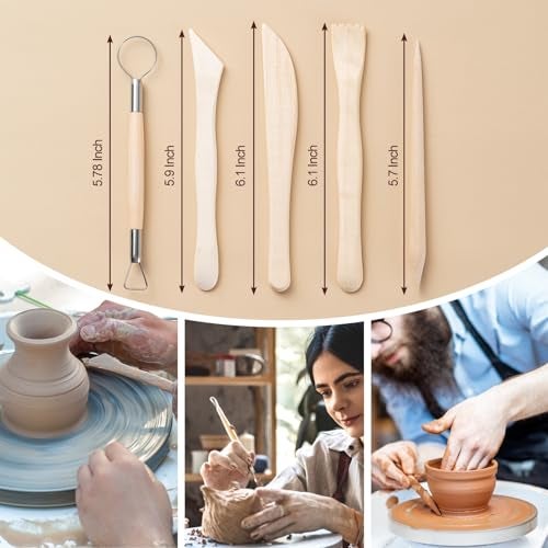 Amrules Clay Tools Kit, 27 PCS Pottery Tools, Practical Polymer Clay Sculpting Tools Kit, Air Dry Clay Tools Set for Adults, Pottery Craft, Dotting, Carving, Drawing, Molding, Modeling, Shaping - Image 3