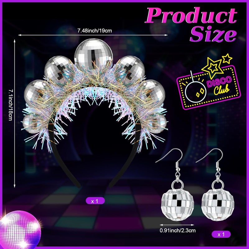 Canlierr Disco Ball Birthday Party Decorations Supplies Silver Decors Include1 Party Sash 22 Pcs Cake Toppers 1 Cake Topper and 1 Pair Earrings for 70s 80s Birthday - Image 3