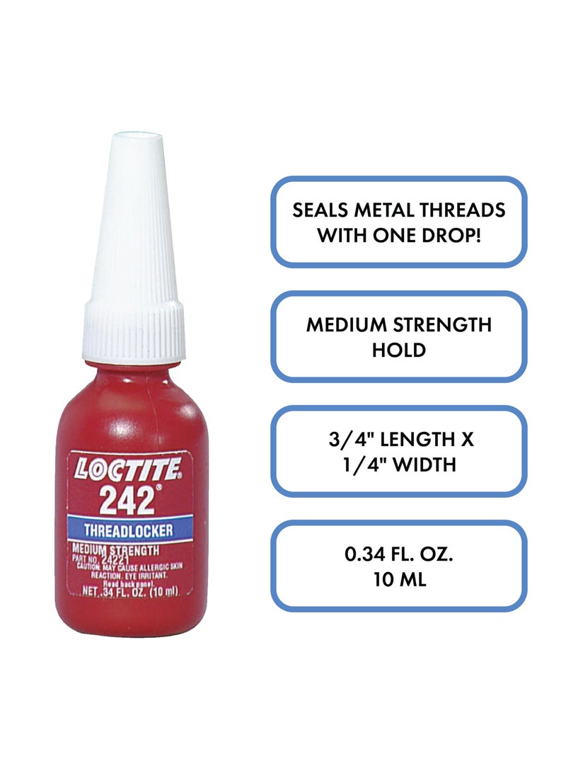 Loctite Loctite 135354 Blue 079340-24221-BO 242 Removable Thread Locker, 3/4" Length x 1/4" Width, 10 mL  - Image 3