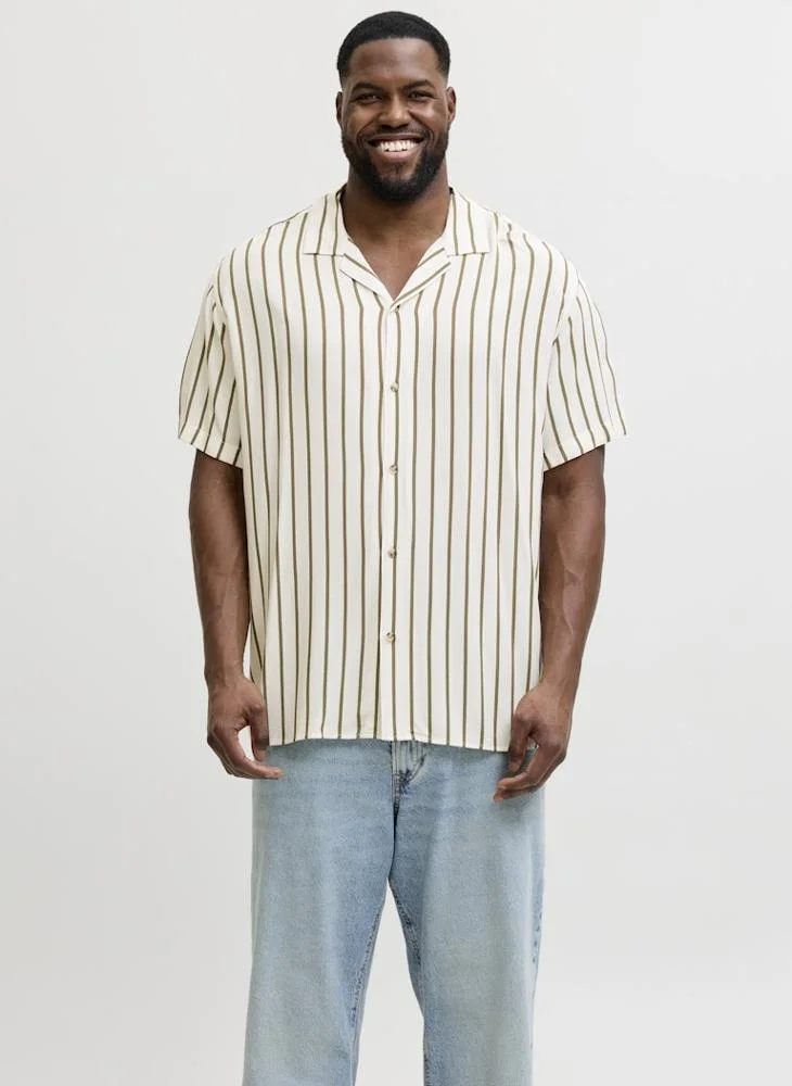 Plus Size Striped Short Sleeve Shirt
