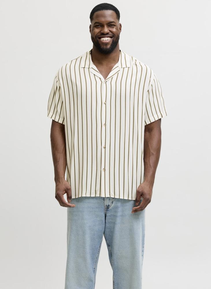 JACK & JONES Plus Size Striped Short Sleeve Shirt - Image 1