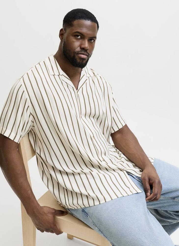 JACK & JONES Plus Size Striped Short Sleeve Shirt - Image 3