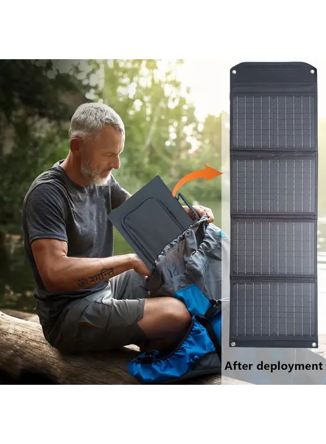 Portable 40W Foldable Solar Panel Charger Monocrystalline Solar Power Bank With USB Type C DC Output For Outdoor Camping Hiking Emergency And Household Use - Image 5